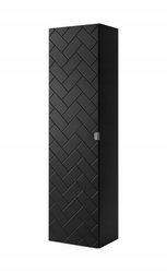 Słupek Łazienkowy MADIS 136 cm wysoki frezowany front szafka z półkami czarny uchwyt srebrny