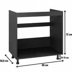 Korpus szafka kuchenna pod zlew 80x72x50,8 cm z akcesoriami czarny - Miniaturka zdjęcia nr 2