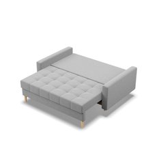 Sofa Elma 152x88x92 cm 2-osobowa skandynawska rozkładana z pojemnikiem na nóżkach do salonu kanapa sprężyna bonell jasna szara - Miniaturka zdjęcia nr 5