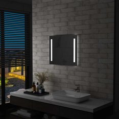 Lustro 60x50 cm do sypialni łazienki ścienne z LED aluminium szklane srebrny  - Miniaturka zdjęcia nr 3