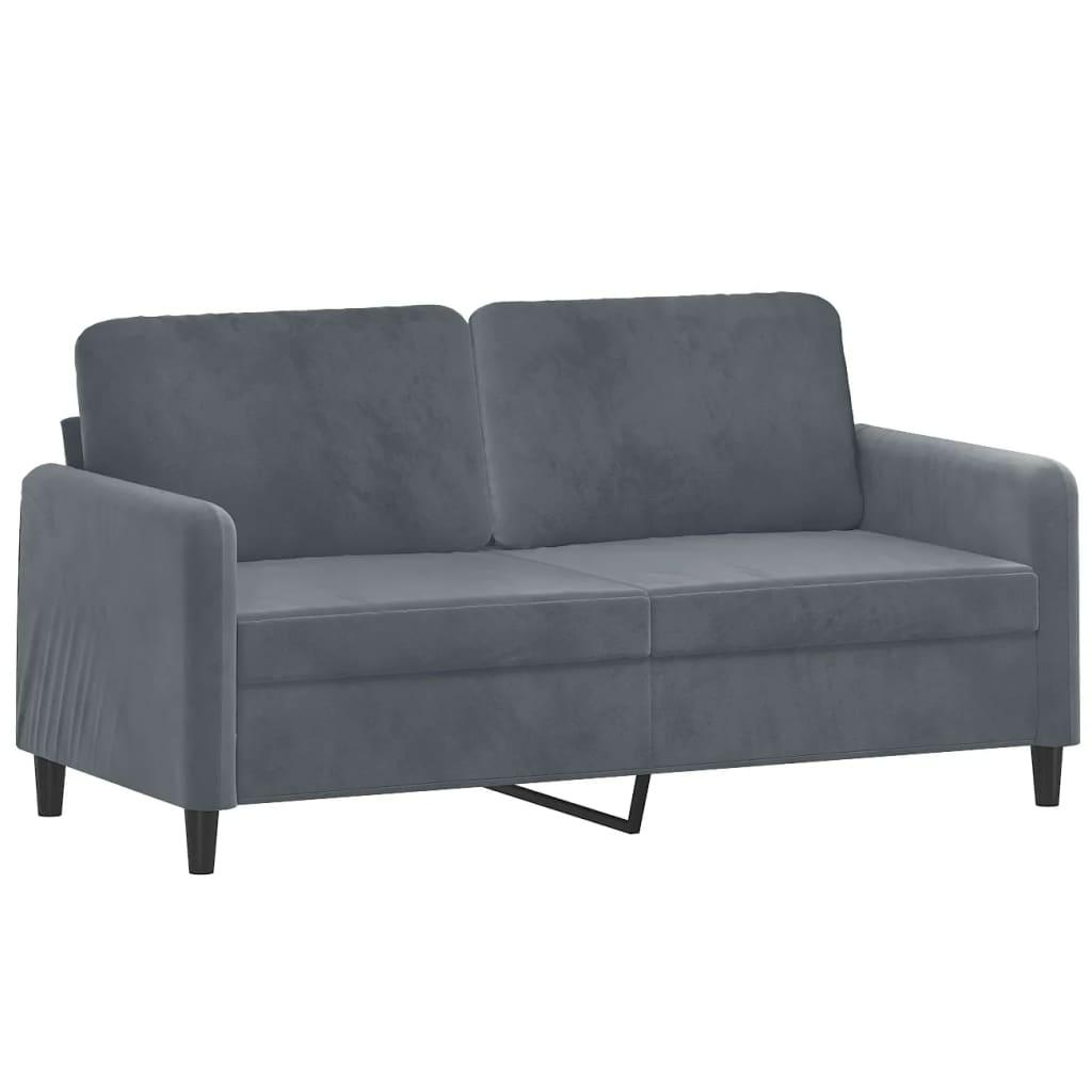 Sofa 158x77x80 cm 2-osobowa wygodna tapicerowana aksamitem ciemnoszara do salonu