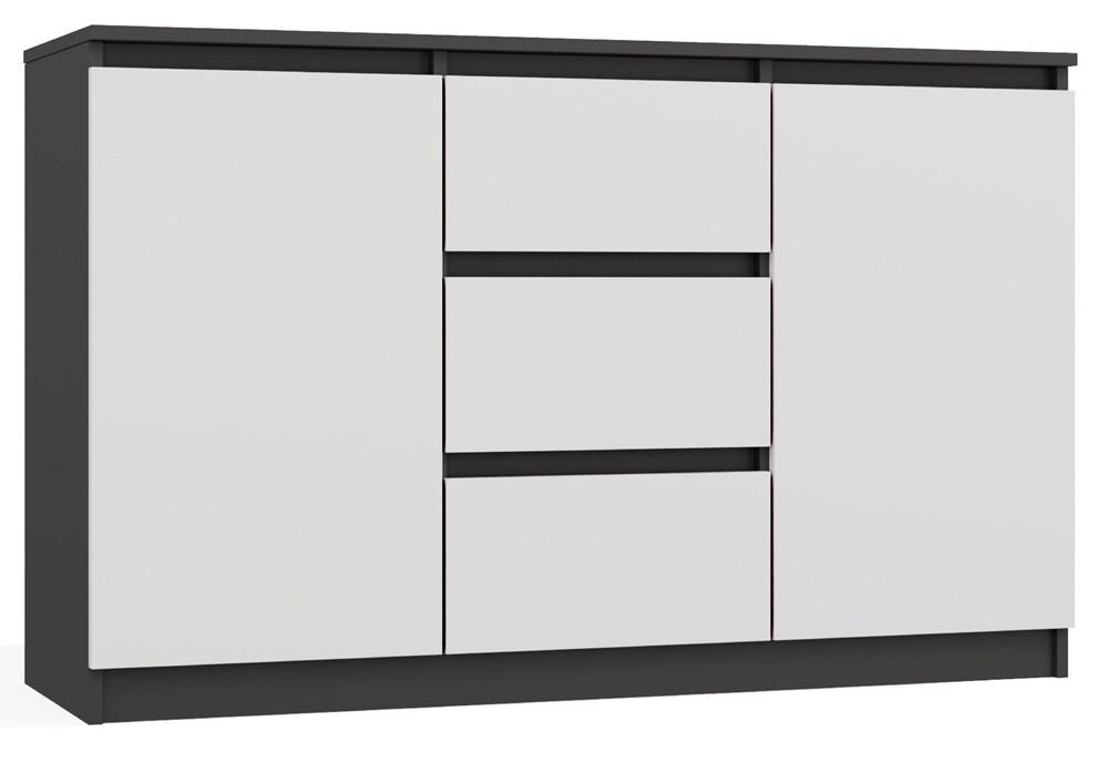 Komoda Malwa 75x120x40 cm do sypialni antracyt biały