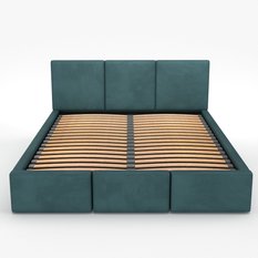 Łóżko tapicerowane do sypialni 180x200x88 cm podwójne z pojemnikiem modne turkusowe  - Miniaturka zdjęcia nr 13
