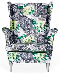 Fotel Uszak ARI 104x92x84 cm do salonu biały kwiaty - Miniaturka zdjęcia nr 2