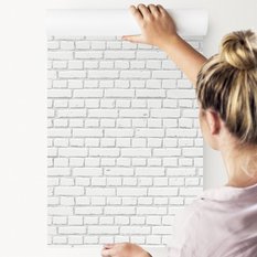 Tapeta Do Salonu Biała Postarzana CEGŁA Efekt 3D  - Miniaturka zdjęcia nr 7