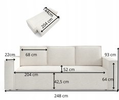 Kanapa CORDA 248x96x93 cm sofa z funkcją spania automat i pojemnik BOUCLE szara do salonu - Miniaturka zdjęcia nr 9