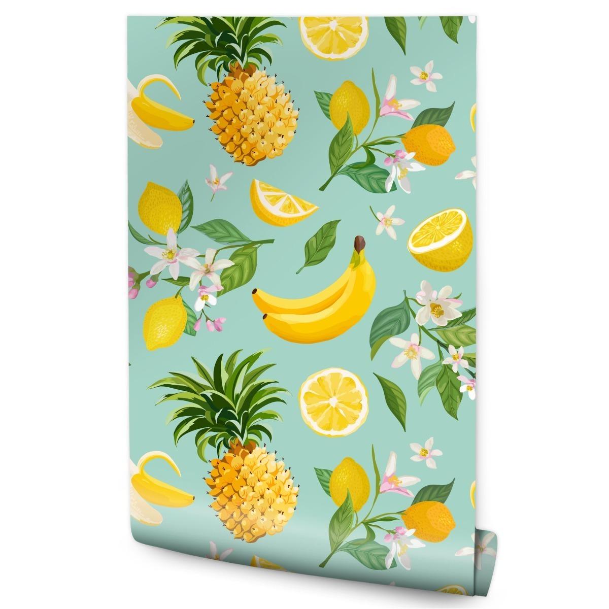 Tapeta Do Kuchni Egzotyczne OWOCE Ananas Kwiaty  nr. 1