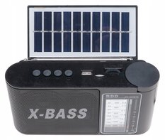 Radio przenośne 19 x 10,5 x 6 cm  z funkcją bluetooth    ładowany solarnie czarne - Miniaturka zdjęcia nr 4