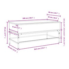 Stolik kawowy 100x50x45 cm z ukrytą przegrodą pod blatem brązowy dąb do salonu - Miniaturka zdjęcia nr 11