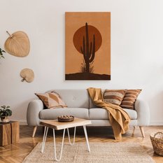 OBRAZ DO SYPIALNI KAKTUS ZACHÓD SŁOŃCA ABSTRAKCJA STYL BOHO 80x120cm - Miniaturka zdjęcia nr 3