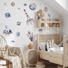 Naklejki Na Ścianę Dla Dzieci Kosmos Rakiety Planety 60x30 Gwiazdy ZESTAW - Miniaturka zdjęcia nr 5