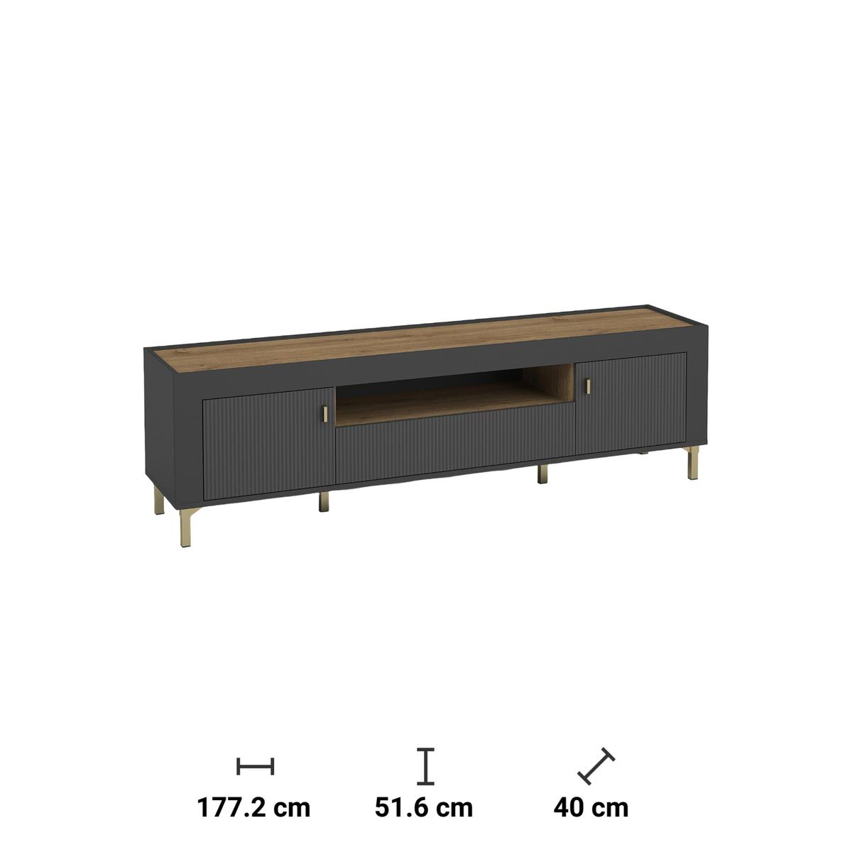 Szafka RTV 177,2x40x51,6 cm z szafkami i szufladą czarny do salonu nr. 4