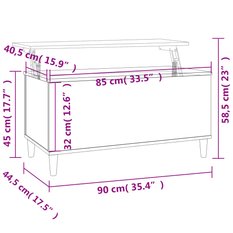 Stolik kawowy 90x44,5x45 cm z rozkładanym blatem ze schowkiem czarny do salonu - Miniaturka zdjęcia nr 10