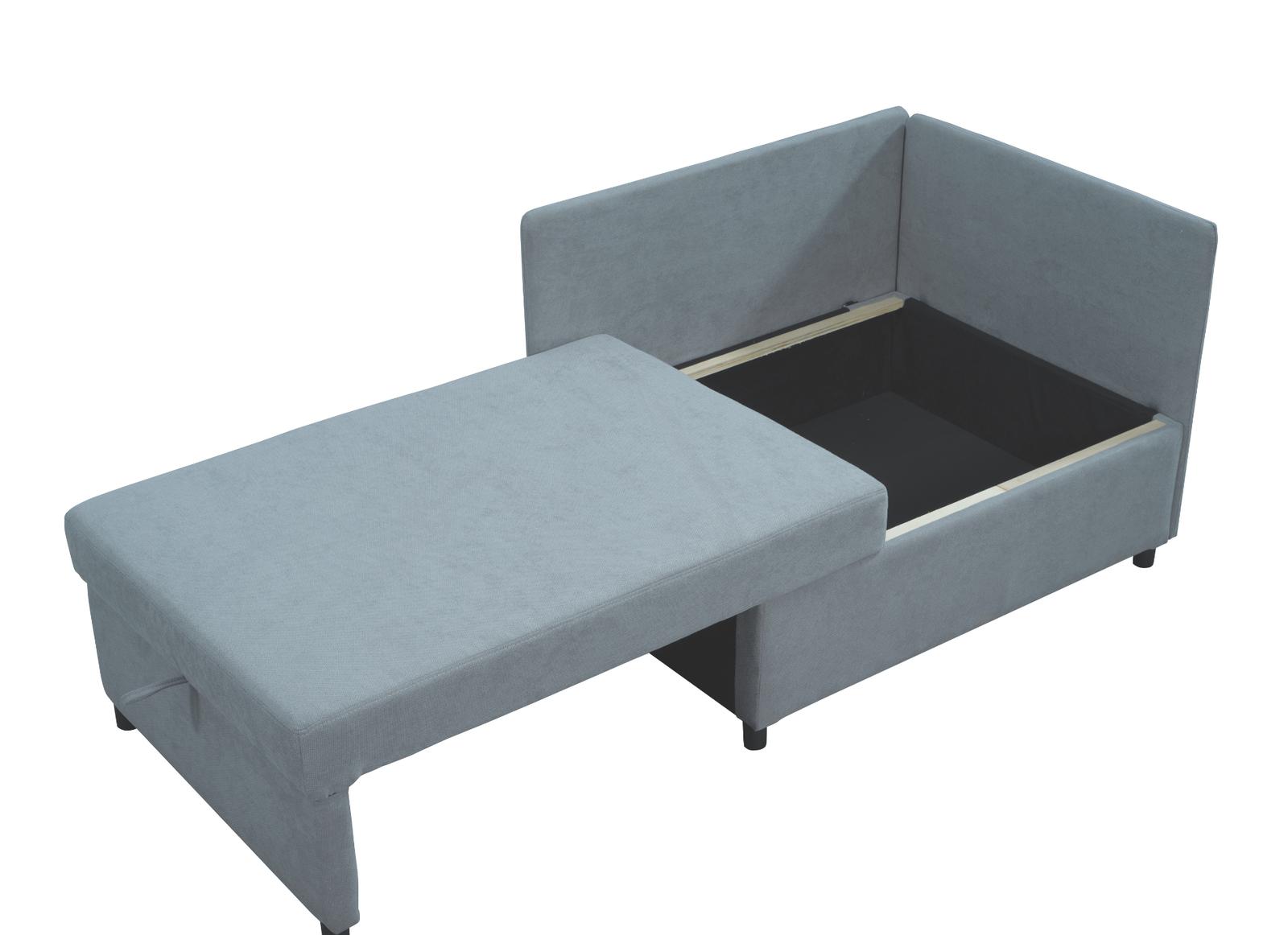 Sofa Viluś 106x75x80 cm szary rozkładana sofa narożna jednoosobowa z funkcją spania i pojemnikiem na pościel nr. 11