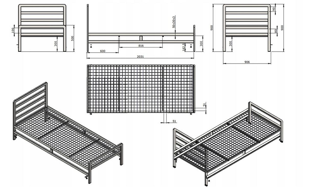 Łóżko pojedyncze 90x200 cm do sypialni metalowe czarne nr. 3