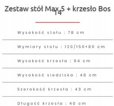 Zestaw do jadalni stół MAX 120/150x80 cm rozkładany + 6 krzeseł BOS orzech - Miniaturka zdjęcia nr 4