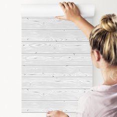 Tapeta Ścienna Jasnoszare Poziome DESKI Drewno 3D  - Miniaturka zdjęcia nr 4