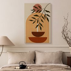 Obraz Do Sypialni Japońskie Naczynia Styl Boho Liście Natura 80x120cm - Miniaturka zdjęcia nr 5