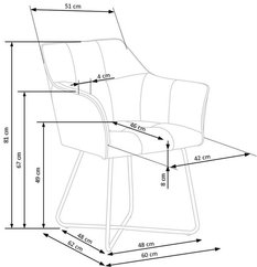 Krzesło tapicerowane K377 60x62x81 cm do jadalni salonu ciemny popiel  - Miniaturka zdjęcia nr 13