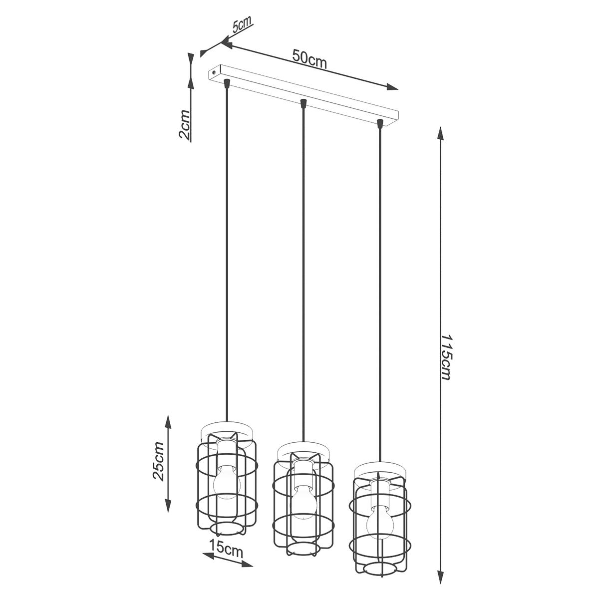 Lampa wisząca GOTTO 3L 115x15x60cm nowoczesna E27 do salonu nr. 5