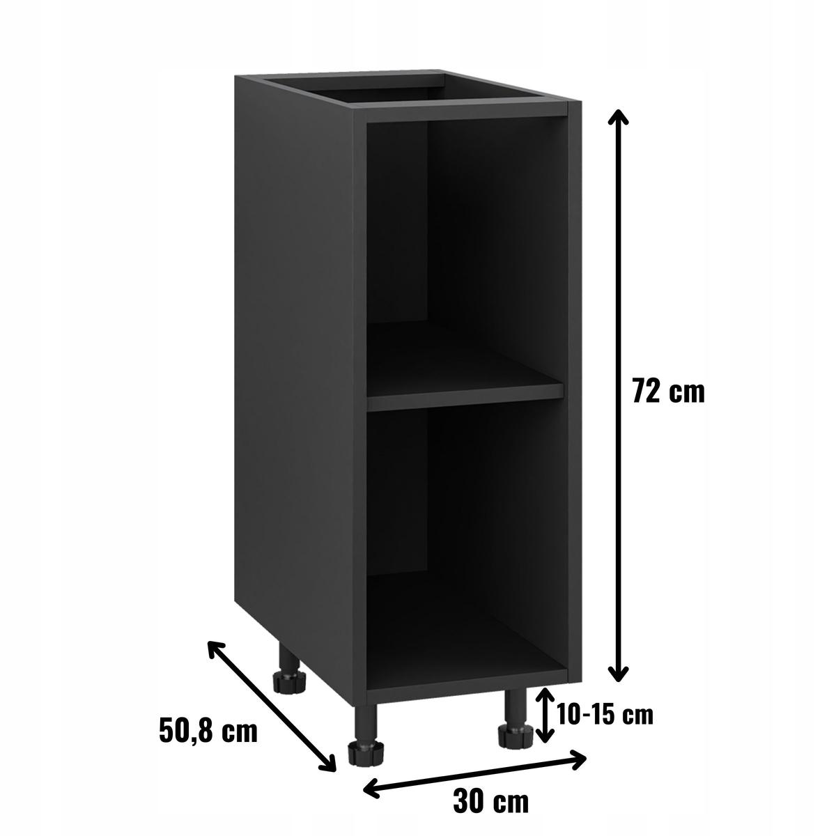 Korpus szafka kuchenna dolna 30x72x50,8 cm z akcesoriami czarny nr. 2