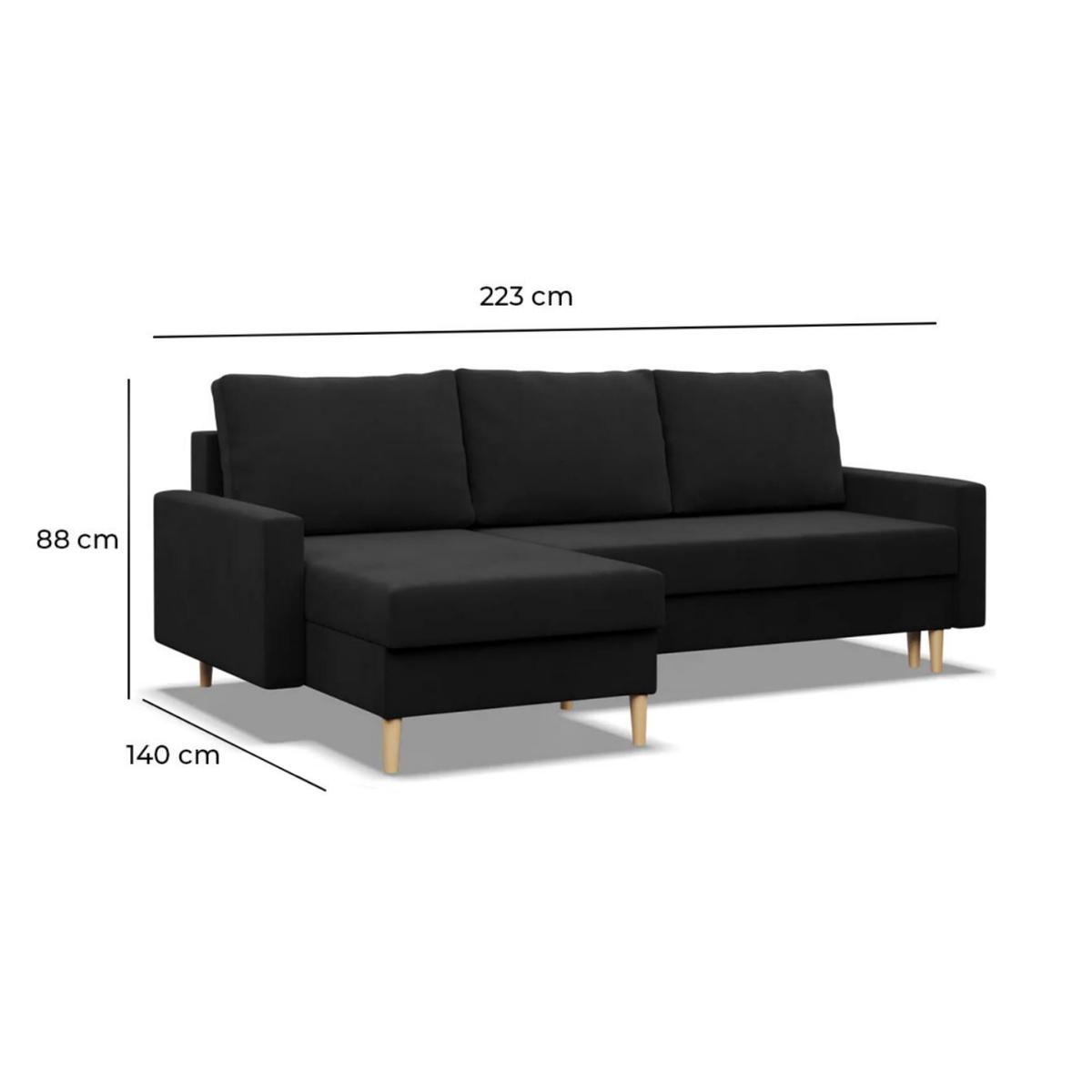Narożnik Blank 223 cm z funkcją spania do salonu czarna nr. 2