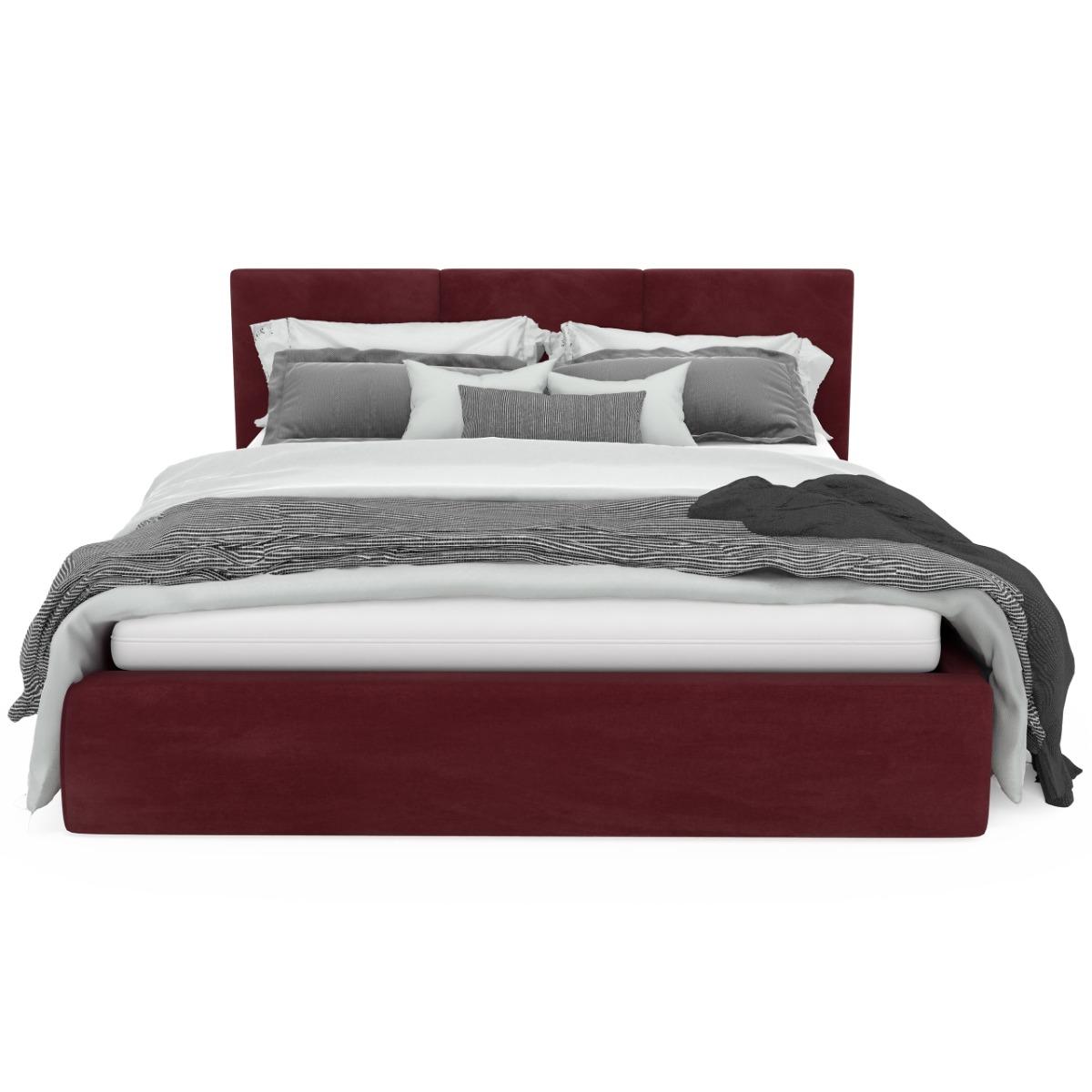 Łóżko tapicerowane do sypialni basic 120x200x88 cm łóżko podwójne z pojemnikiem bordowe nr. 11