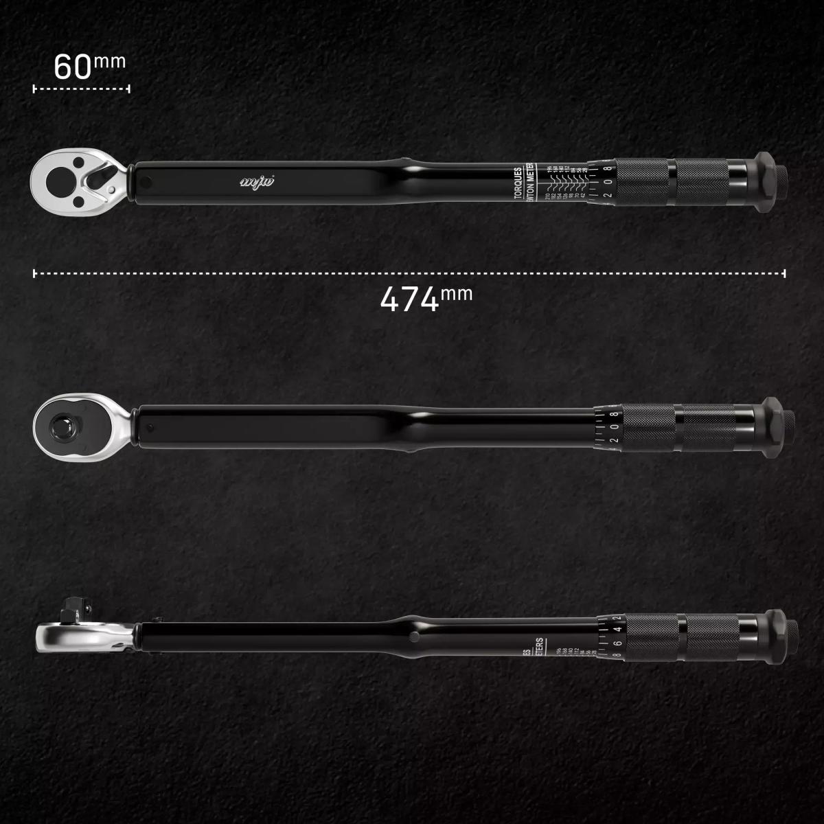 Klucz dynamometryczny 1/2" przedłurzacz miara 28-210 Nm czarny do garażu  nr. 3