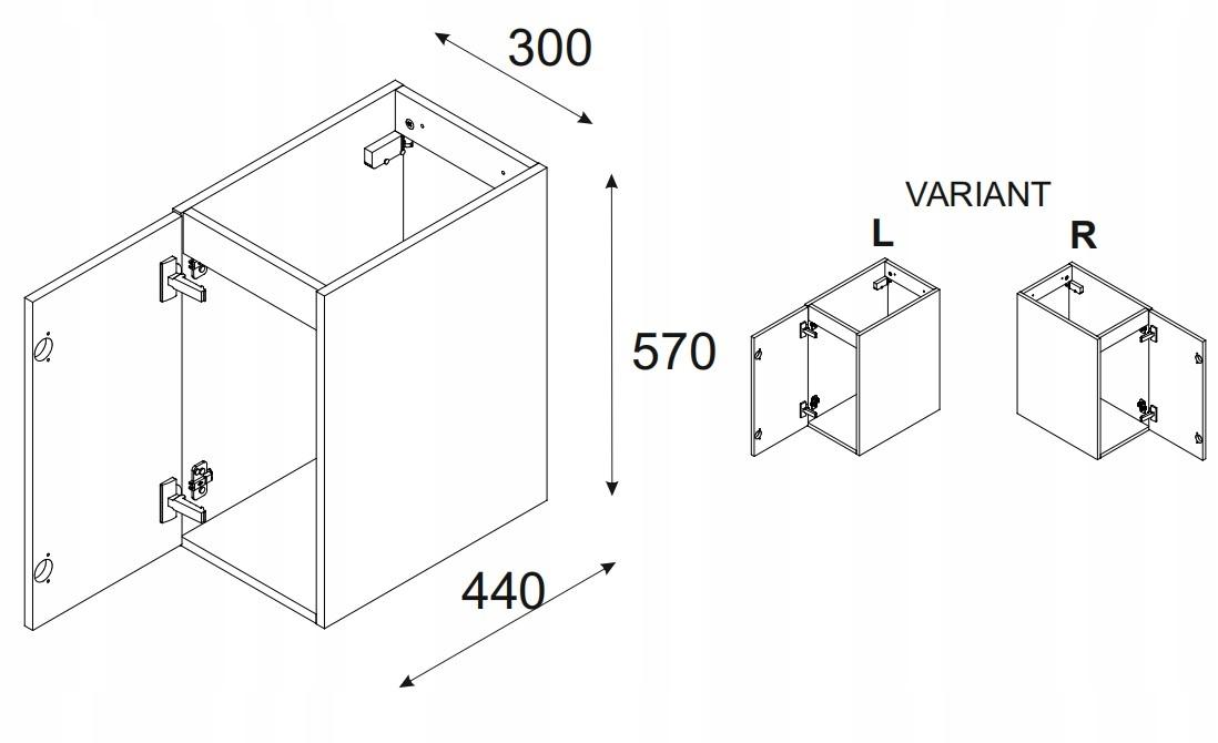 Szafka Łazienkowa POD BLAT 30 cm CZARNA Wisząca FRONT 3D MDF LUXOR nr. 3