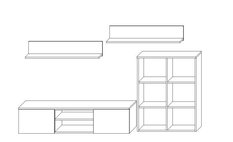 Meblościanka SZOPEN 230x30x100 cm zestaw mebli do salonu szafka RTV komoda półka wisząca Wenge - Miniaturka zdjęcia nr 4