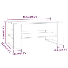 Stolik kawowy 102x55x45 cm z praktyczną dolną półką szary dąb sonoma do salonu - Miniaturka zdjęcia nr 7