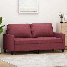 Sofa 158x77x80 cm 2-osobowa wygodna tapicerowana tkaniną winna czerwień do salonu - Miniaturka zdjęcia nr 1