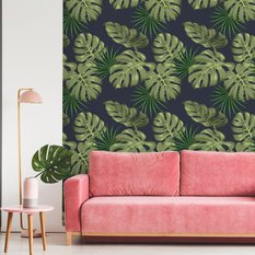 Tapeta do salonu egzotyczne liście monstera zieleń, dekoracja do salonu - Miniaturka zdjęcia nr 3