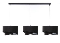 Lampa 114x88x86 cm na listwie z 3 asymetrycznymi abażurkami czarno srebrna - Miniaturka zdjęcia nr 2