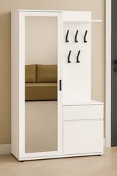 Garderoba do przedpokoju DUO 181x100x35 cm z lustrem wieszakami szafka na buty biały mat PRZEDSPRZEDAŻ - Miniaturka zdjęcia nr 1