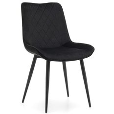 Krzesło ALED czarne tapicerowane welurem pikowane do jadalni lub salonu 