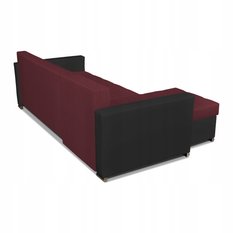 Narożnik FIGO 226x74x140 cm rozkładany z funkcją spania rogówka do salonu czarny bordo - Miniaturka zdjęcia nr 9