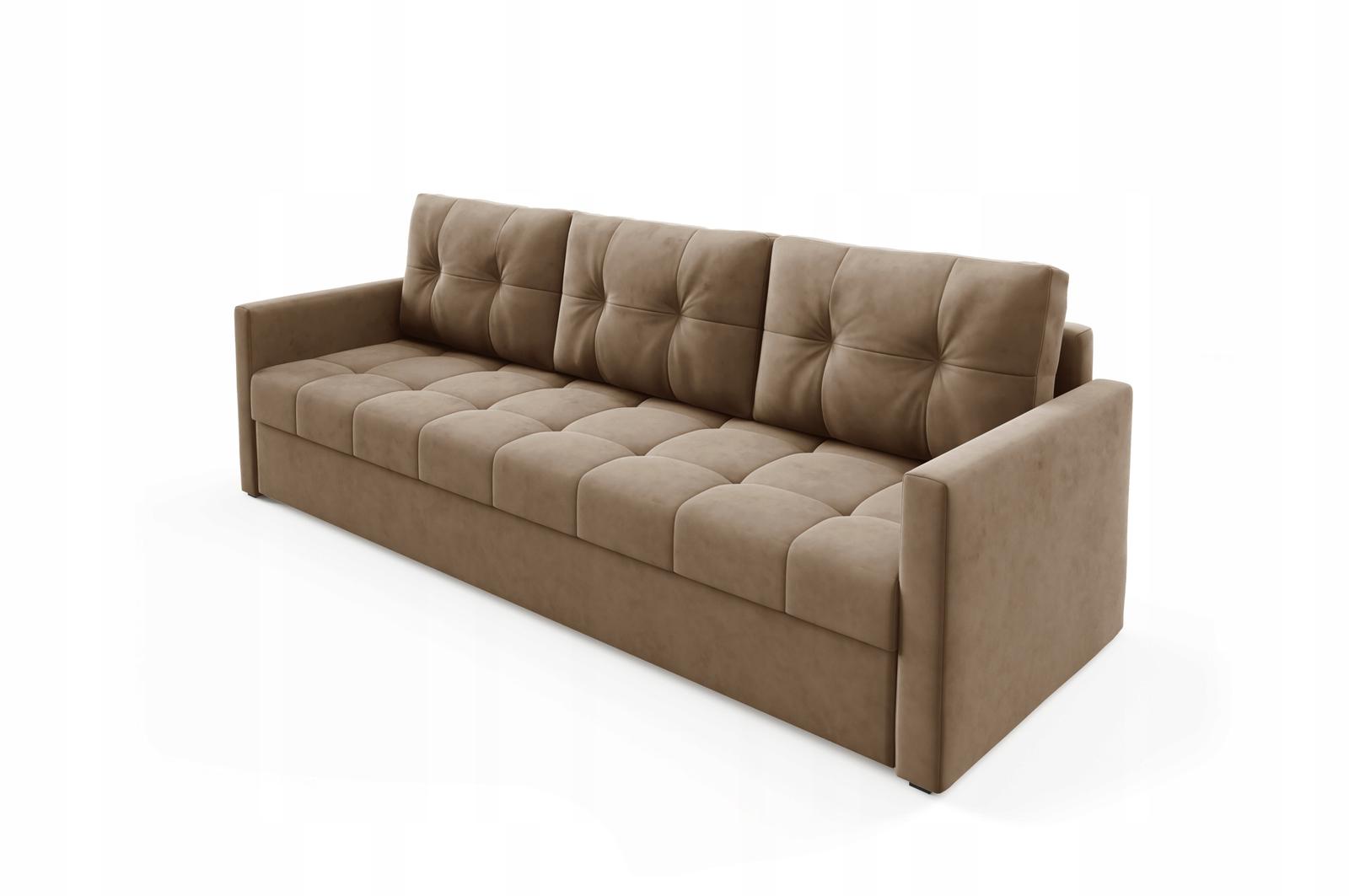 Kanapa IVIO 230x87x86 cm sofa z funkcją spania rozkładana velvet welur jasnobrązowa do salonu nr. 4