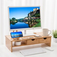 Podstawka 54 cm do biura pokoju gabinetu pod monitor laptop bambusowa - Miniaturka zdjęcia nr 6