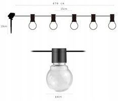 Lampy 470 cm solarne girlanda do ogrodu na balkon - Miniaturka zdjęcia nr 10