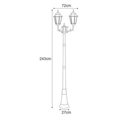 Lampa ogrodowa stojąca K-7006A2/2 LOZANA 72x243x27 cm do ogrodu czarny - Miniaturka zdjęcia nr 2