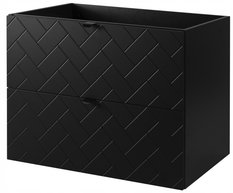 Szafka Łazienkowa MADIS 80 cm pod umywalkę wisząca frezowane szuflady czarna uchwyt czarny