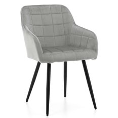 Krzesło ORTE jasnoszare tapicerowane welurem do jadalni lub salonu
