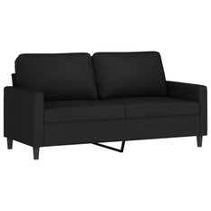 Sofa 158x77x80 cm 2-osobowa tapicerowana aksamitem czarna do salonu - Miniaturka zdjęcia nr 1