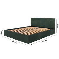 Łóżko tapicerowane do sypialni basic 120x200x88 cm podwójne z pojemnikiem butelkowa zieleń - Miniaturka zdjęcia nr 16