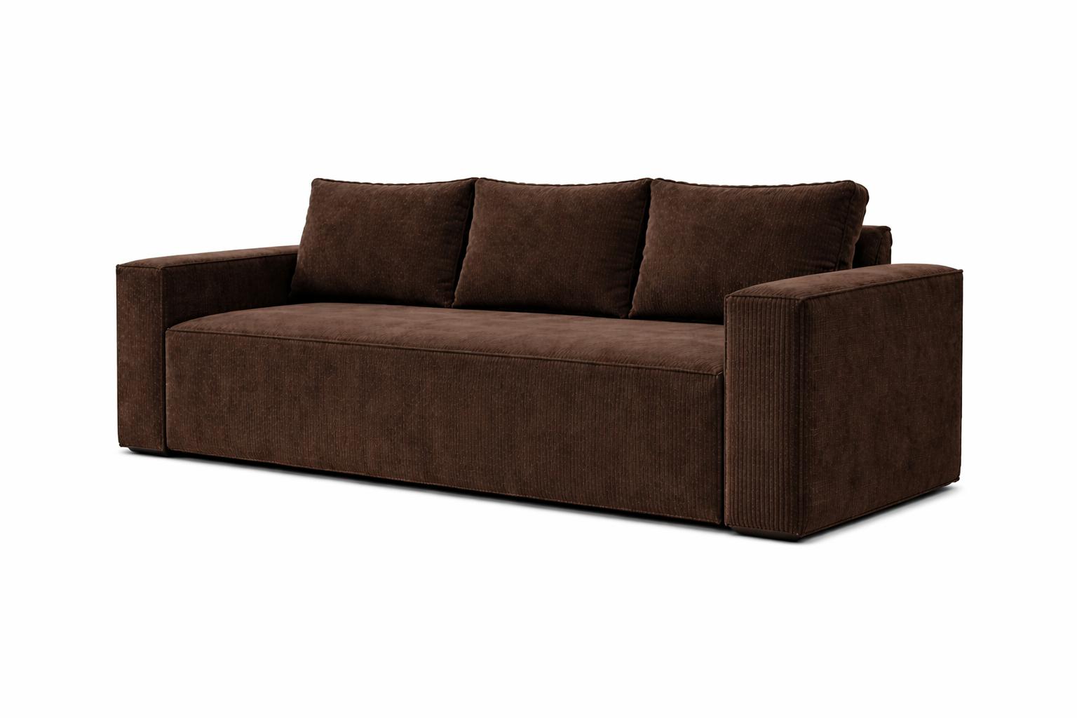Kanapa rozkładana Verona 248x52x93 cm wersalka z funkcją spania i pojemnikiem sprężyny bonell czekoladowa brąz