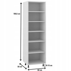 Korpus szafka kuchenna dolna 60x207x56 cm słupek z akcesoriami biały do kuchni - Miniaturka zdjęcia nr 2