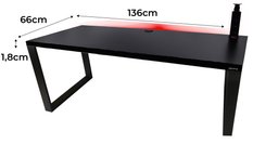 Biurko gamingowe model 3 low 136x66x1.8 cm czarne loftowe led przepust stabilne hub do pokoju gracza - Miniaturka zdjęcia nr 2