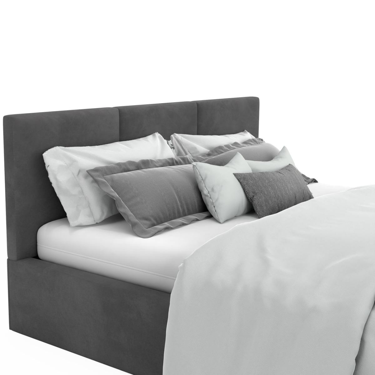 Łóżko tapicerowane do sypialni basic 120x200x88 cm podwójne grafitowe nr. 12