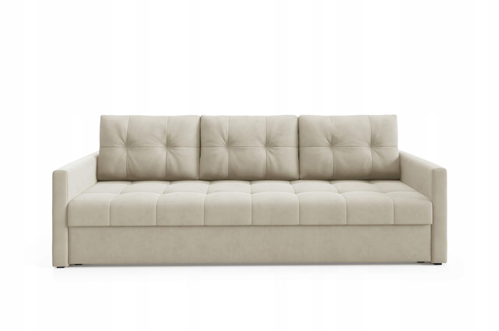 Kanapa IVIO 230x87x86 cm sofa z funkcją spania rozkładana velvet welur beżowa do salonu nr. 4